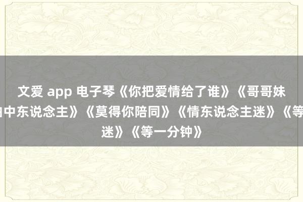 文爱 app 电子琴《你把爱情给了谁》《哥哥妹妹》《曲中东说念主》《莫得你陪同》《情东说念主迷》《等一分钟》
